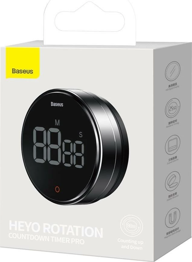 Timer digjital Baseus FMDS000013, ekran LED, magnet, 3 nivele zëri, i zi