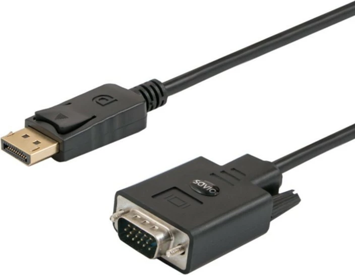 Kabllo DisplayPort në VGA Savio CL-92, 1.8m, e zezë