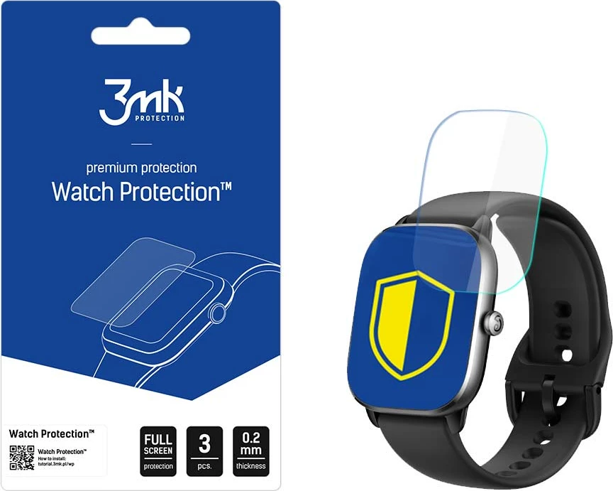 Film mbrojtës për orë të mençur 3mk Protection Watch Protection ARC+, për Xiaomi Amazfit GTS 4 Mini, Transparent, 3 copë