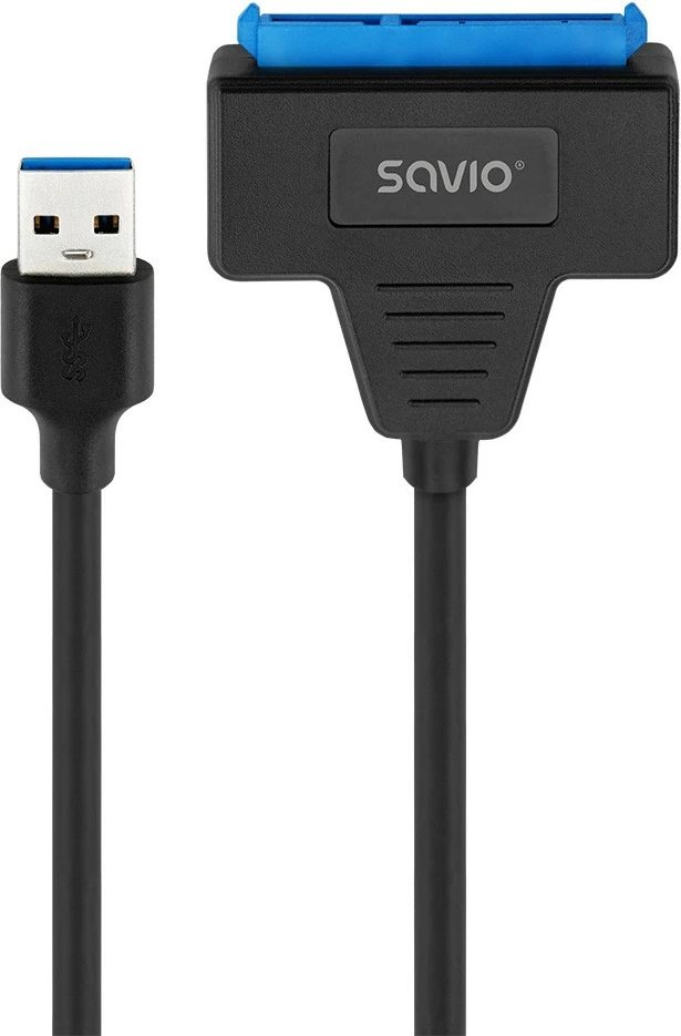 Adapter Savio AK-68, USB-A 3.1 Gen 1 në SATA për disqe 2.5 inç, i zi