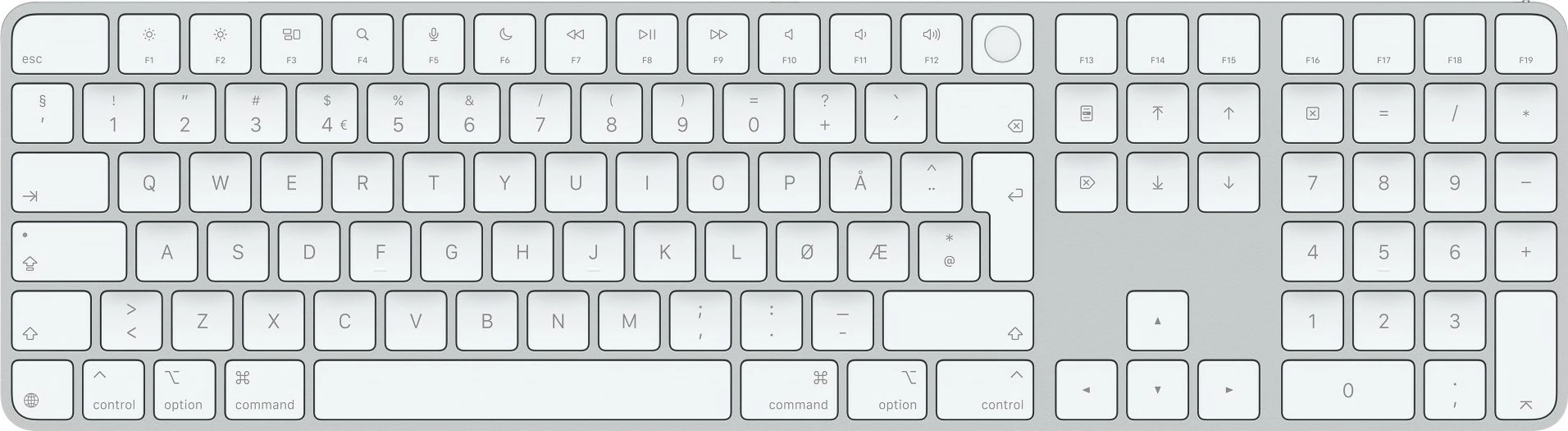 Apple Magic Keyboard (2024) with Touch ID and Numeric Keypad, Norwegian, White Keys