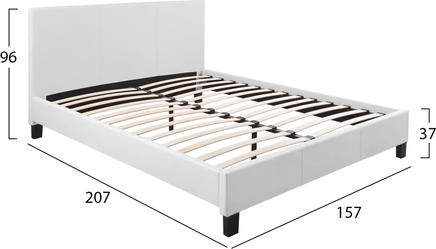 Krevat Becca me PU të bardhë FH553.01 150x200 cm