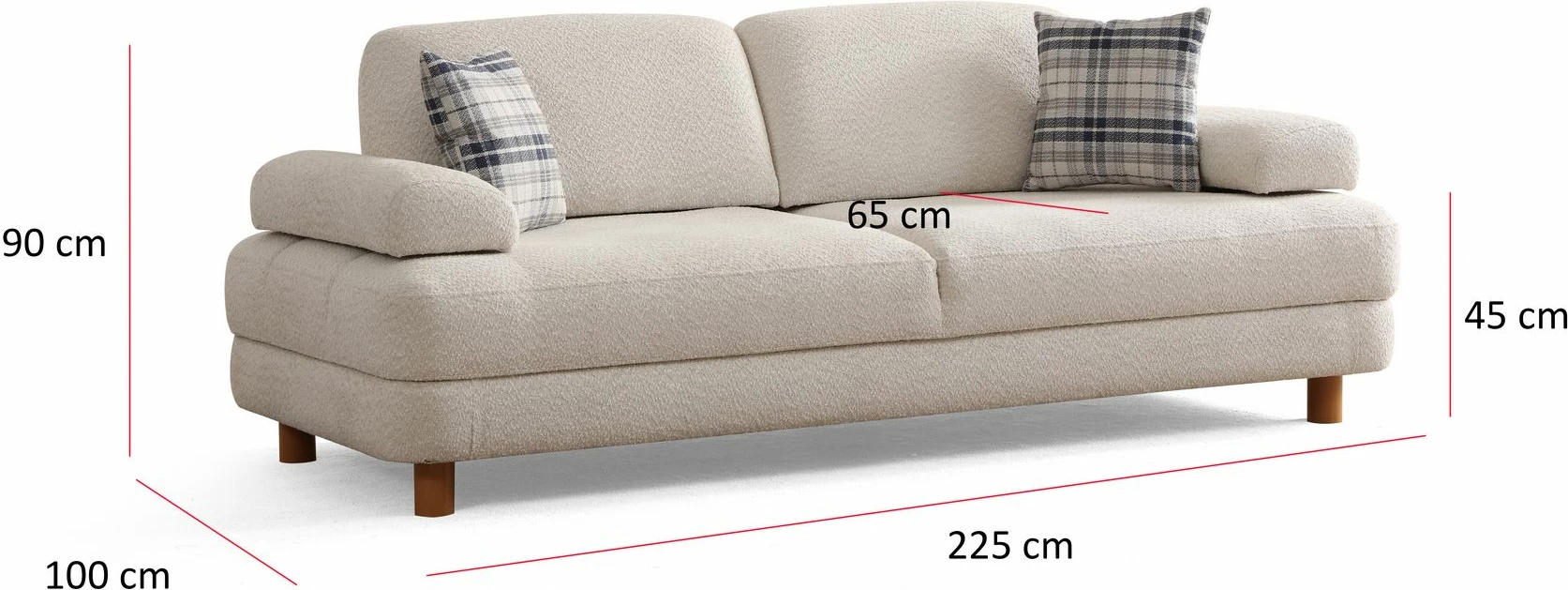 Divan-krevat treshe, ngjyrë krem, Atelier del Sofa, Nice 3 Seater