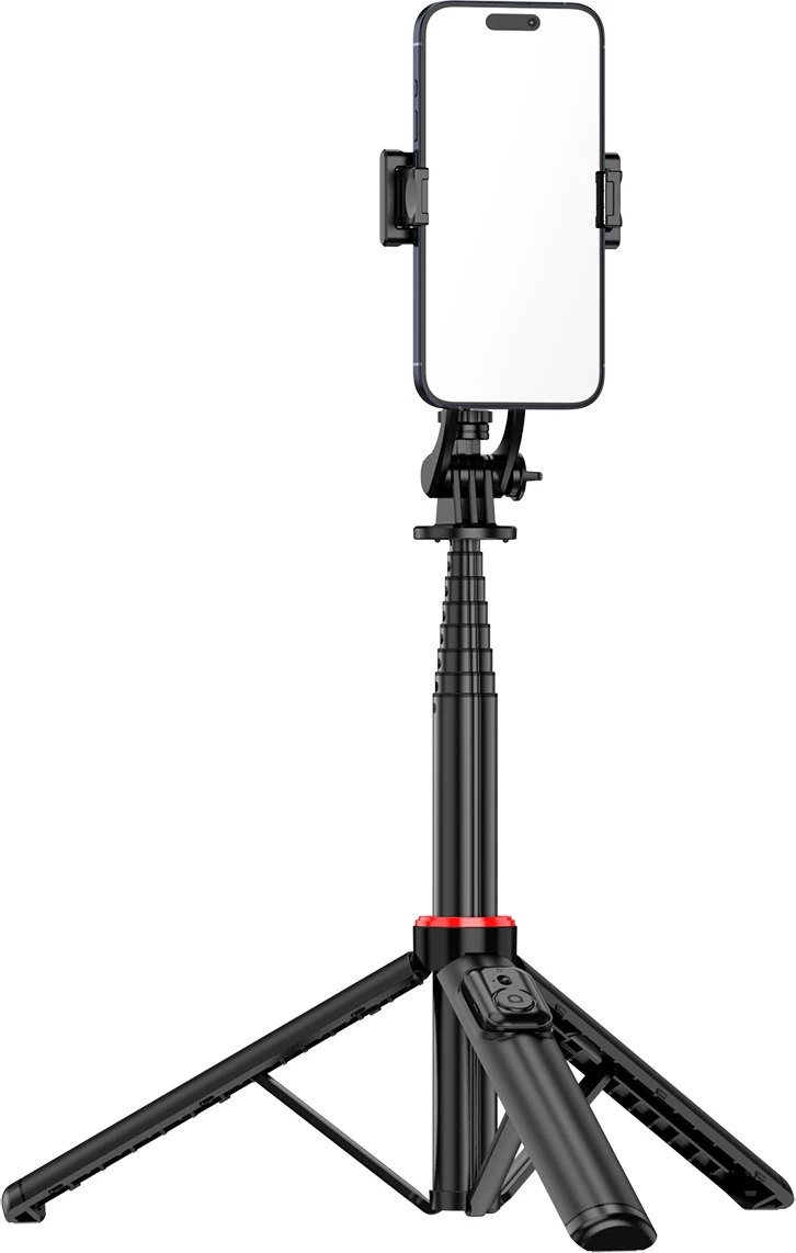Shkop selfie me tripod, Wozinsky WC1Y2S, 1.31 m, kontrollues Bluetooth 5.2, filetë 1/4", i zi