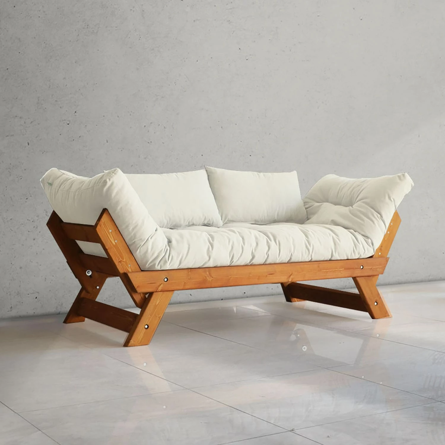 Divan kopshti dy-vendësh, Skye Decor, ngjyrë teak dhe e bardhë, CPT8130-210