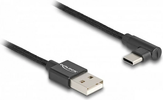 Kabllo USB 2.0 DeLOCK, 0.5m, USB-A në USB-C, e zezë