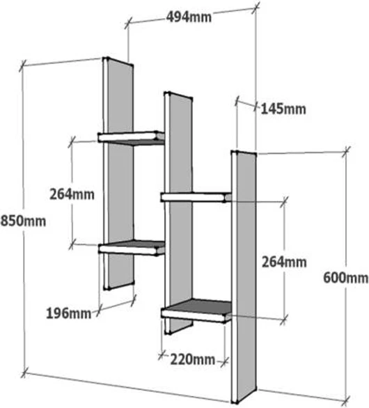 Raft muri Tabal, ngjyrë lisi, 49.4x14.5x85cm