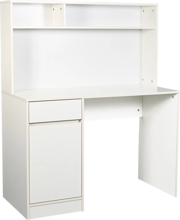 Tavolinë pune me rafte Secreta, ngjyrë e bardhë, 110x50x135cm