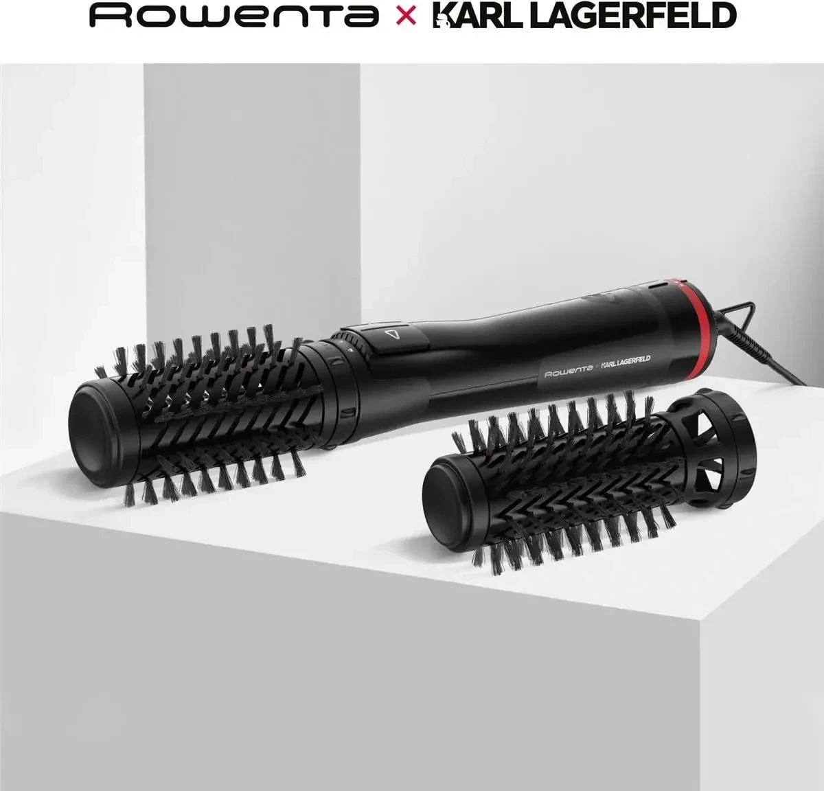 furçë rrotulluese flokësh, Rowenta x Karl Lagerfeld, CF952LF0, 1000W, 2-në-1, dy koka 50mm/40mm, set me 2 koka