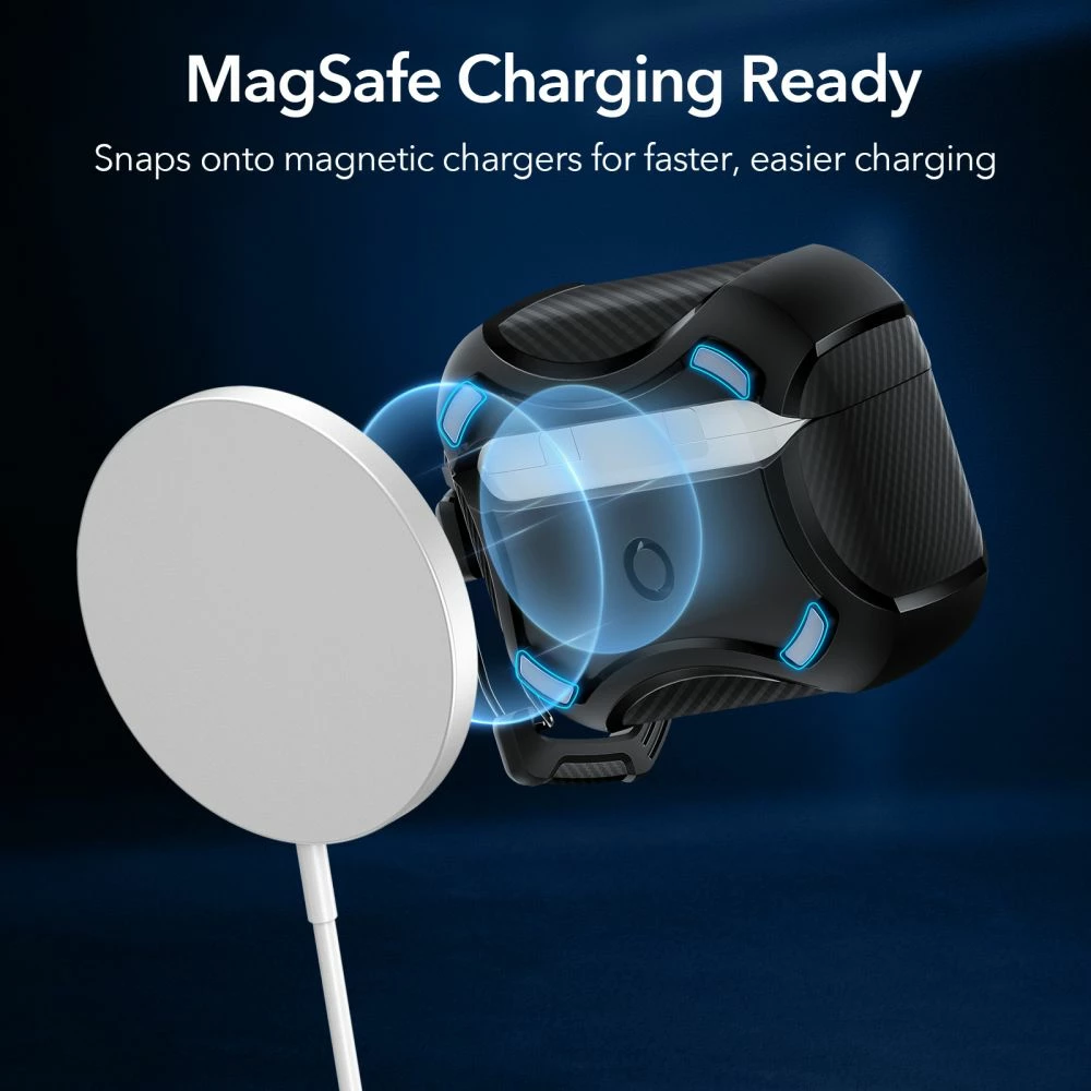 Mbështjellës ESR Cyber Armor Halolock me MagSafe për Apple AirPods Pro 1/2, e zezë
