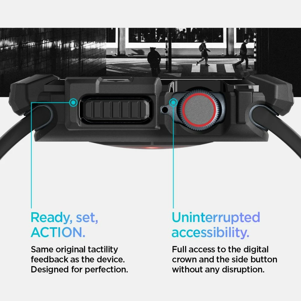 Mbështjellës Spigen Rugged Armor për Apple Watch 10, 42mm, i zi