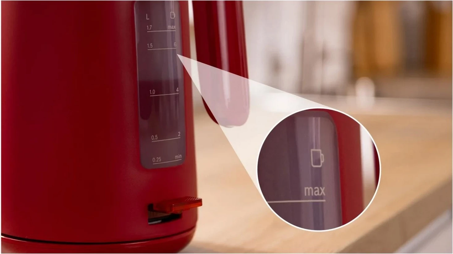 Çajnik Bosch TWK2M16, 1.7 litra, 2400W, i kuq