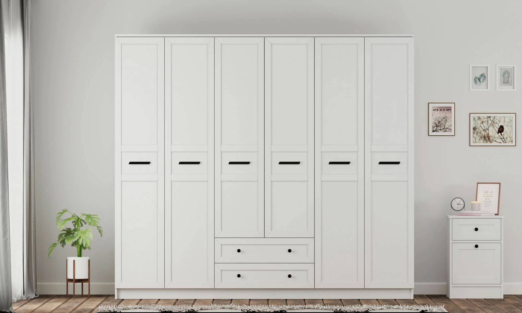 Dollap garderobe, ngjyrë e bardhë mat, Skye Decor, RB-168-01-006