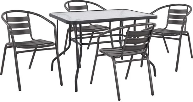 Set kopshti tavolinë & karrige Adam FH10472, 5 pjesë, hiri