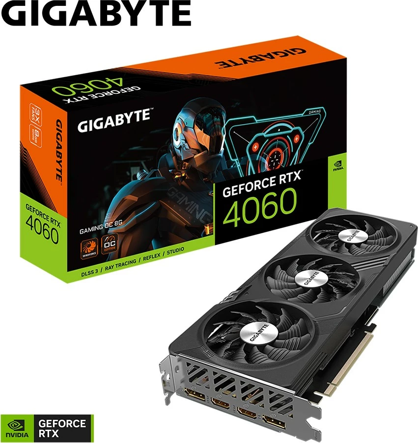 Kartelë grafike Gigabyte GeForce RTX 4060 OC 8G, 8 GB, GDDR6, e zezë