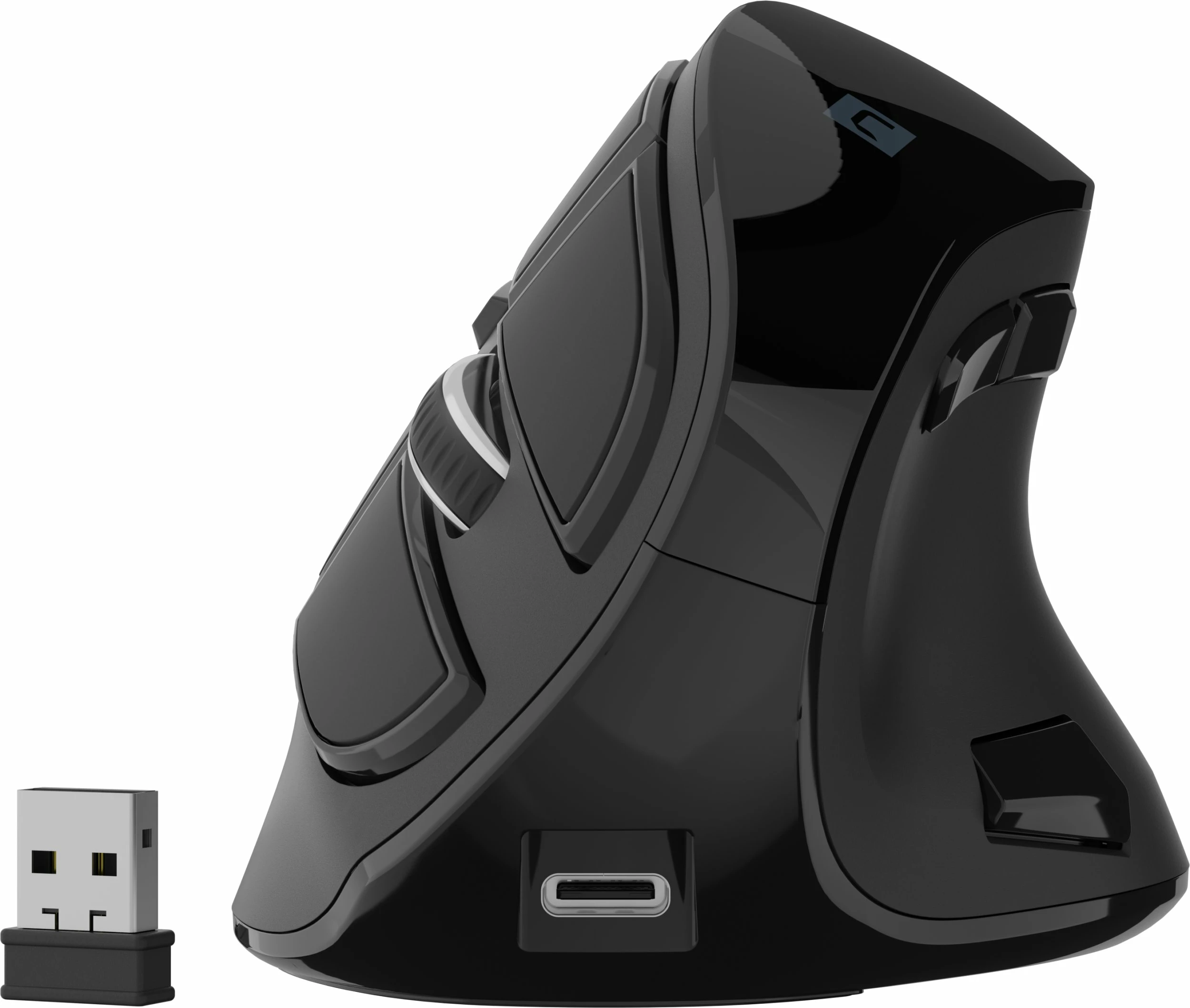Maus vertikal Natec Euphonie Pro NMY-2291, pa kabllo, Bluetooth 5.0/2.4GHz, 4000 DPI, i heshtur, i programueshëm, i zi