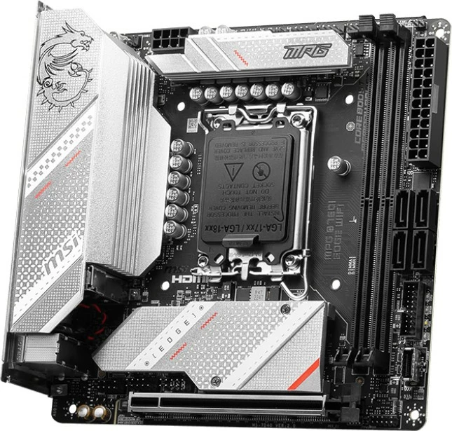 Pllakë amë MSI MPG B760I EDGE WIFI, Intel, LGA 1700, DDR5-SDRAM, 96 GB, ngjyrë argjendi
