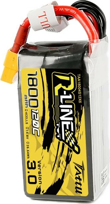 Bateri LiPo Tattu R-Line Version 3.0, 1800mAh, 14.8V, 120C, XT60