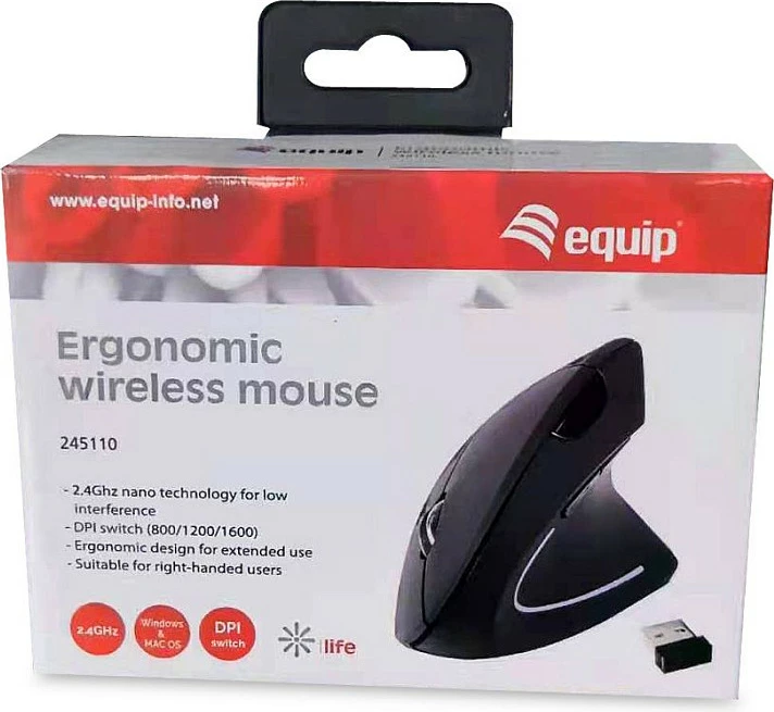 Maus wireless Equip Ergo, 1600 DPI, 5 taste, nano USB, i zi