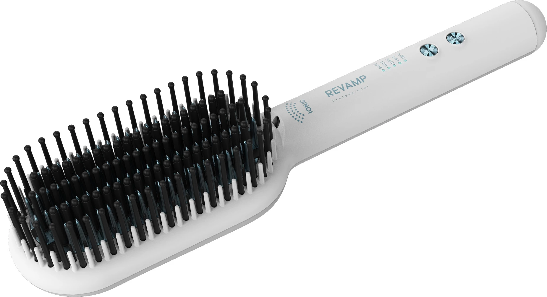 Furçë elektrike për drejtim flokësh Revamp Progloss Deepform BR-1850, 130–210°C, ionike, keramike, mat silikoni, e bardhë