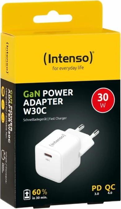 Adapter karikimi GaN 30W Intenso W30C USB-C, i bardhë