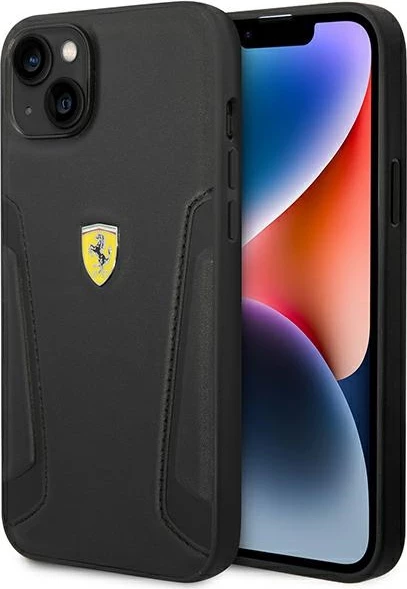 Mbështjellës Ferrari FEHCP14MRBUK për iPhone 14 Plus 6.7", lëkurë, i zi