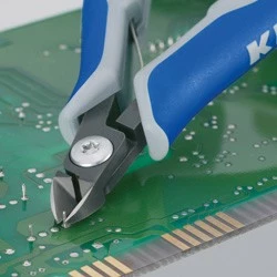 Knipex darë prerëse diagonale 120mm, mini-kokë, dorezë plastike, krom-vanadium, kaltër/gri