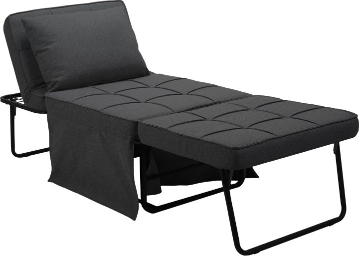 Karrige-shtrat Grejio, ngjyrë gri e errët, këmbë metalike të zeza, 70x70x45cm