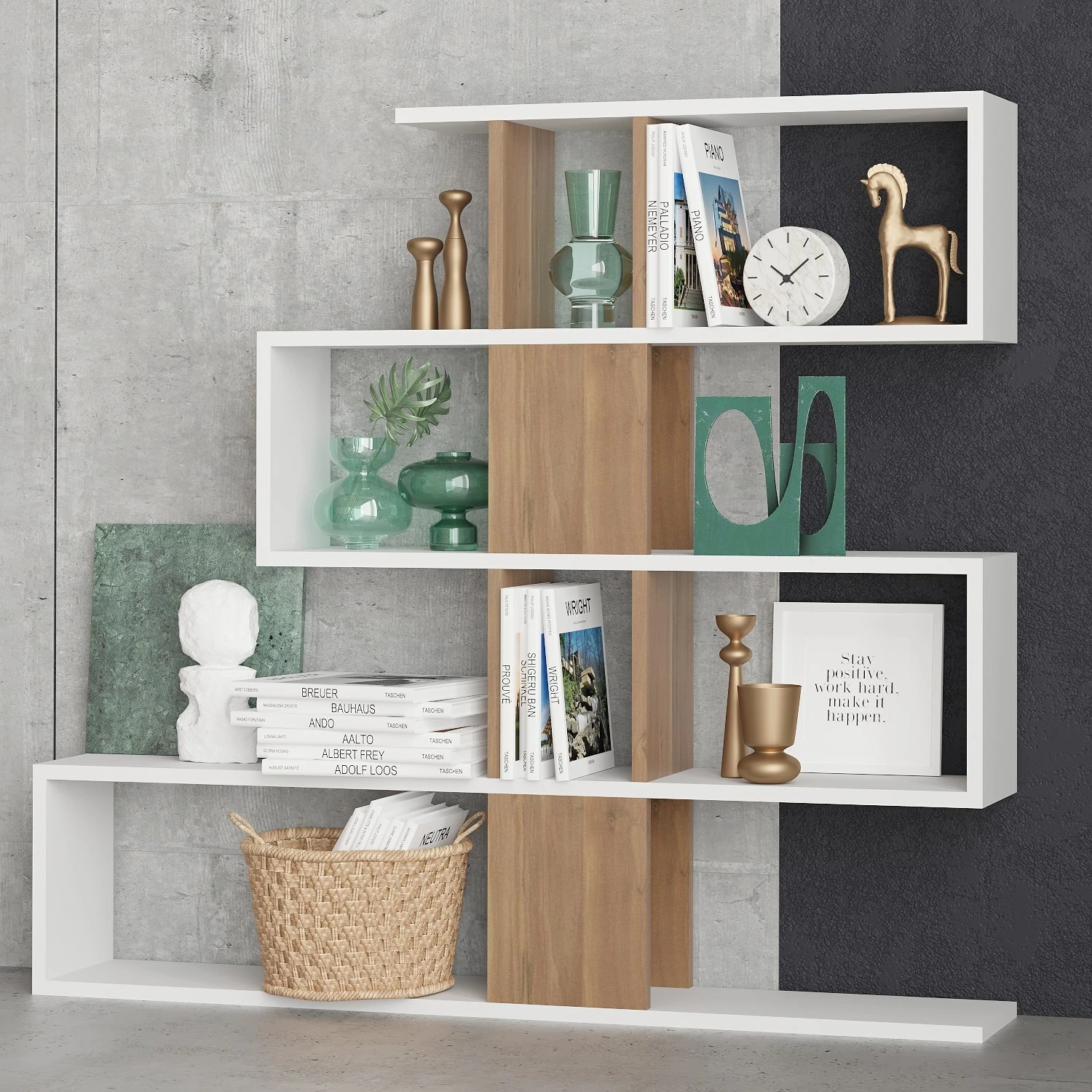Raft librash Hanah Home, Karlin, bardhë dhe arre