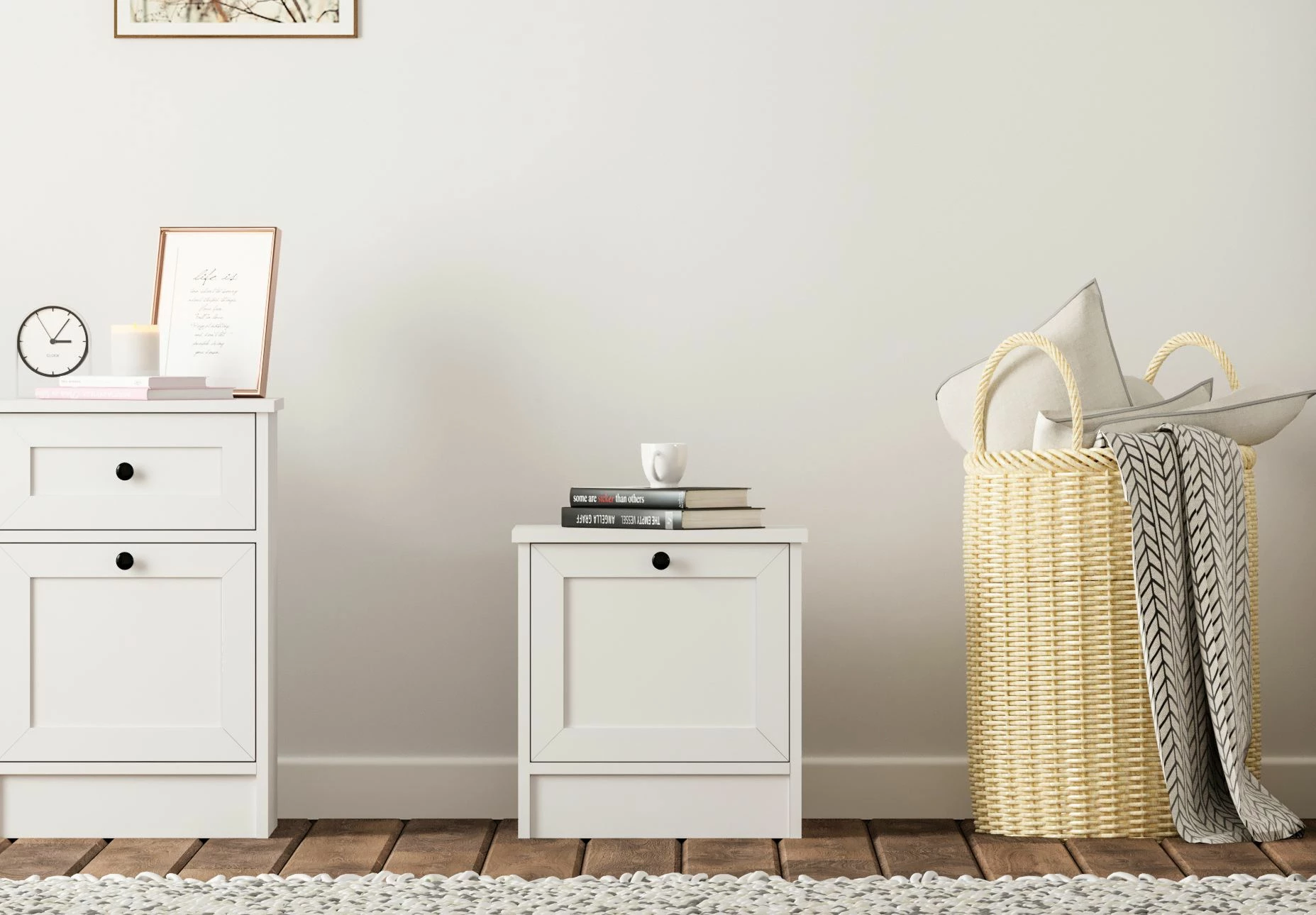 Komodinë nate Skye Decor, Rb-168-02, ngjyrë e bardhë mat