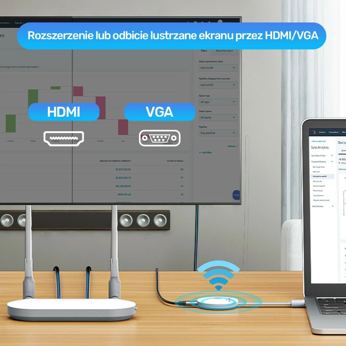 Nadaç HDMI pa tela Unitek, 4K, e bardhë