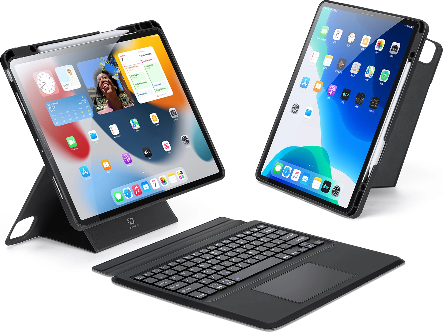 Mbështjellës me tastierë Bluetooth Dux Ducis DK Series për iPad Pro 12.9 (2020/2021/2022), i zi