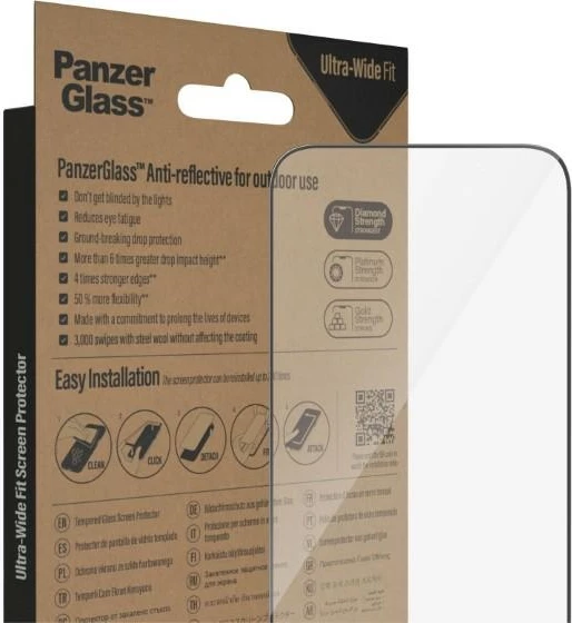 Xham mbrojtës PanzerGlass Ultra-Wide Fit me filtër anti-refleks dhe EasyAligner për iPhone 14 Pro Max