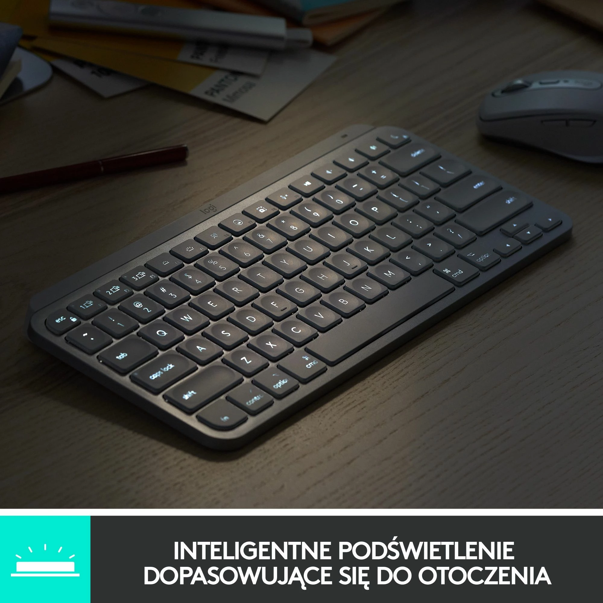 Tastierë Logitech MX Keys Mini 920-010498, wireless Bluetooth, e ndriçuar, US INTL layout, rikarikueshme USB-C, Graphite