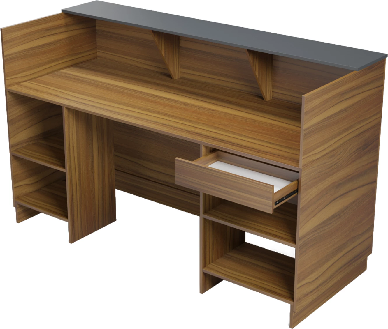 Banak recepsioni profesional KRONIC, melaminë ngjyrë arre/gri, FH2156.03, 180x70x110 cm