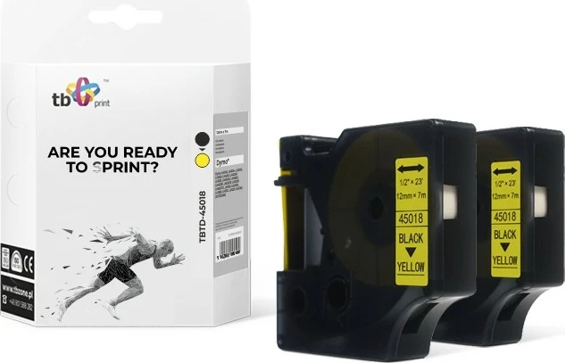 Shirit etiketa TB Print TBTD-45018 për Dymo, 12mm x 7m, i verdhë, 2 copë