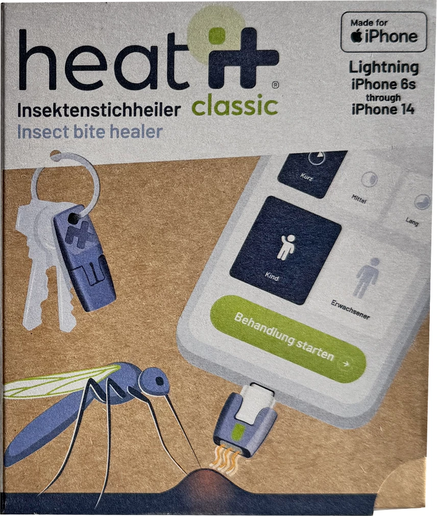 Pajisje për trajtim pickimi insektesh HEAT IT V3, Lightning për iPhone 6–14, e kaltër
