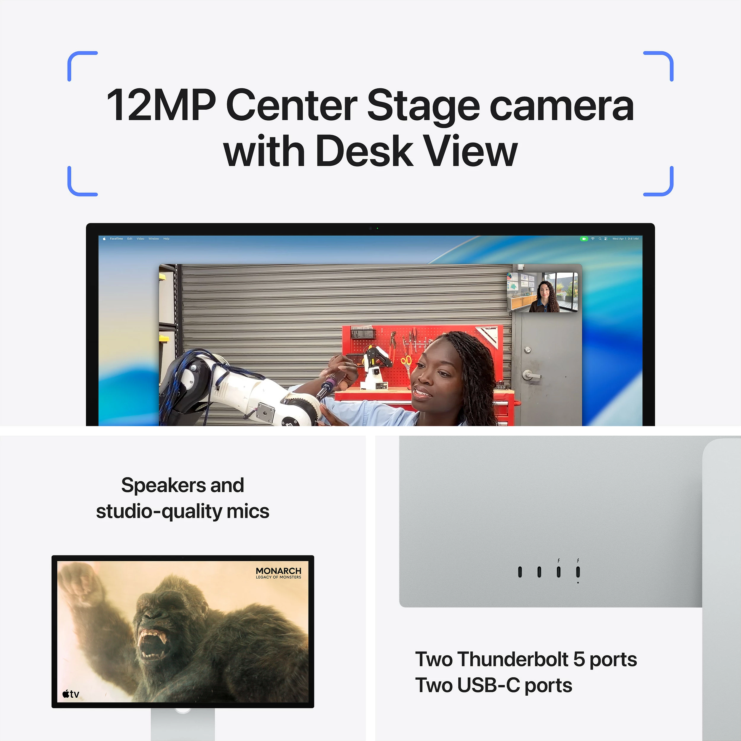 Monitor Apple Studio Display 27 inç 5K, Standard Glass, VESA, Silver