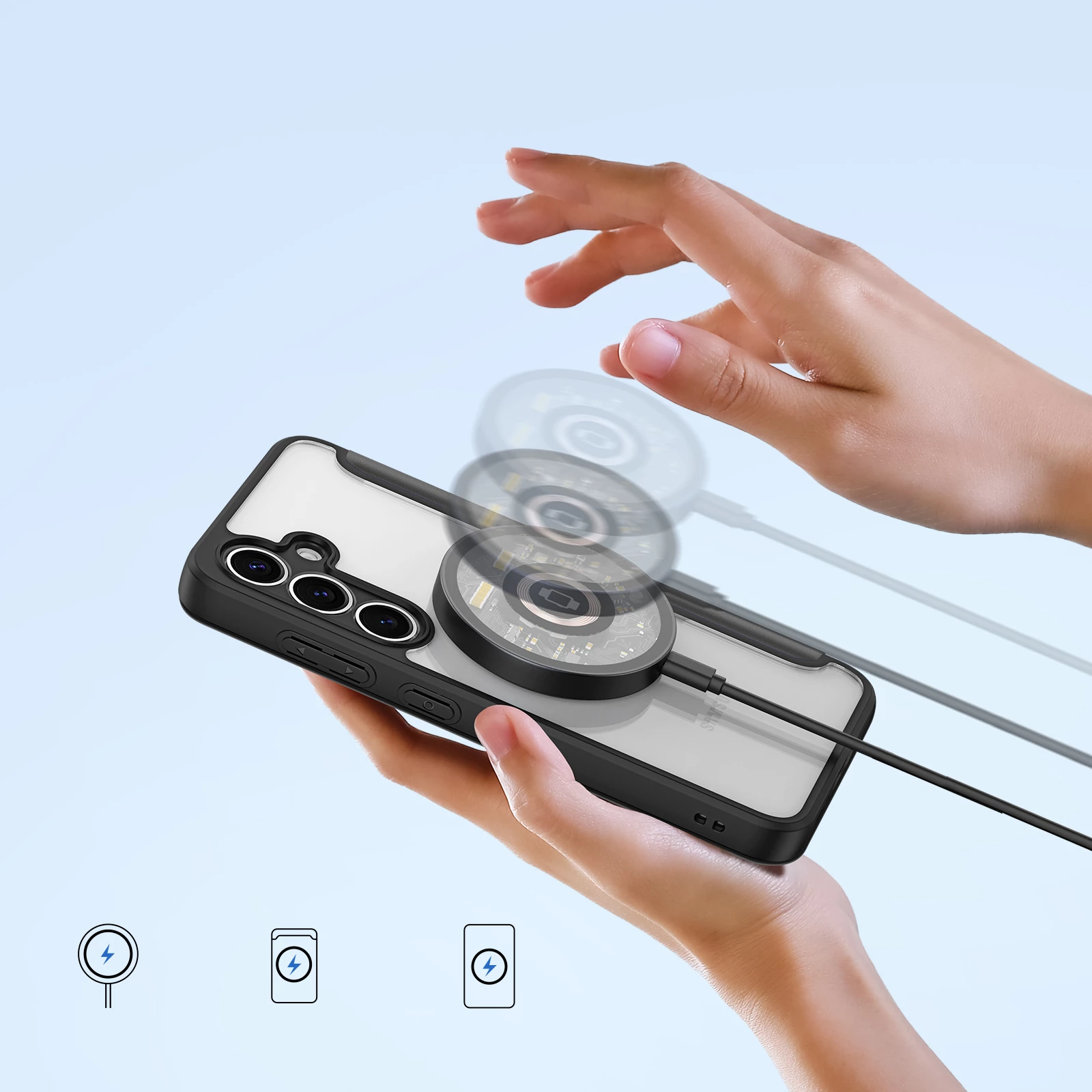 Mbështjellës Dux Ducis Skin X Pro për Samsung Galaxy S25+, MagSafe, portofol, e zezë