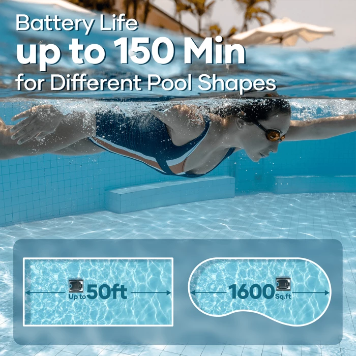 Robot pastrues pishine AIPER Scuba N1, me bateri 150 min, 300 LPM, kosh filtri 3.5L, bardhë/zi, paketë me karikues & aksesorë