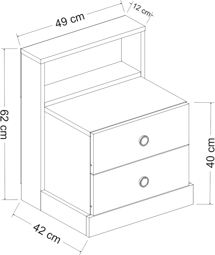 Komodinë Skye Decor, e bardhë