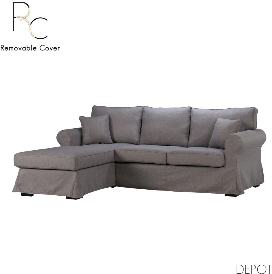 Këndare ASHLEY me mbulesë të heqshme, ngjyrë gri, 236x171x91