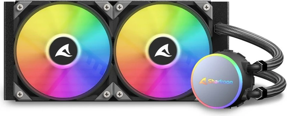 Ftohës uji all-in-one Sharkoon S70 RGB, 2x12cm, për procesor, i zi
