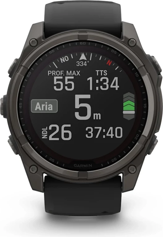 Smartwatch Garmin fēnix 8 Solar, Sapphire, Carbon Gray DLC Titanium, Black/Pebble Gray strap, 51 mm