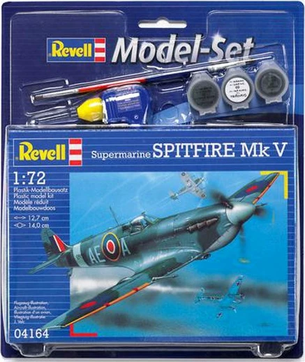 Set model plastik Revell Spitfire Mk V, 1:72, me ngjyra dhe ngjitës