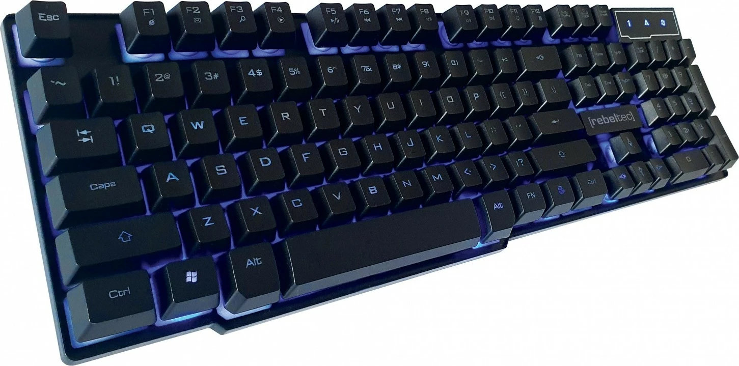 Set gaming Rebeltec Sherman, tastierë me ndriçim, maus optik, mauspad, kufje me mikrofon, zi/blu