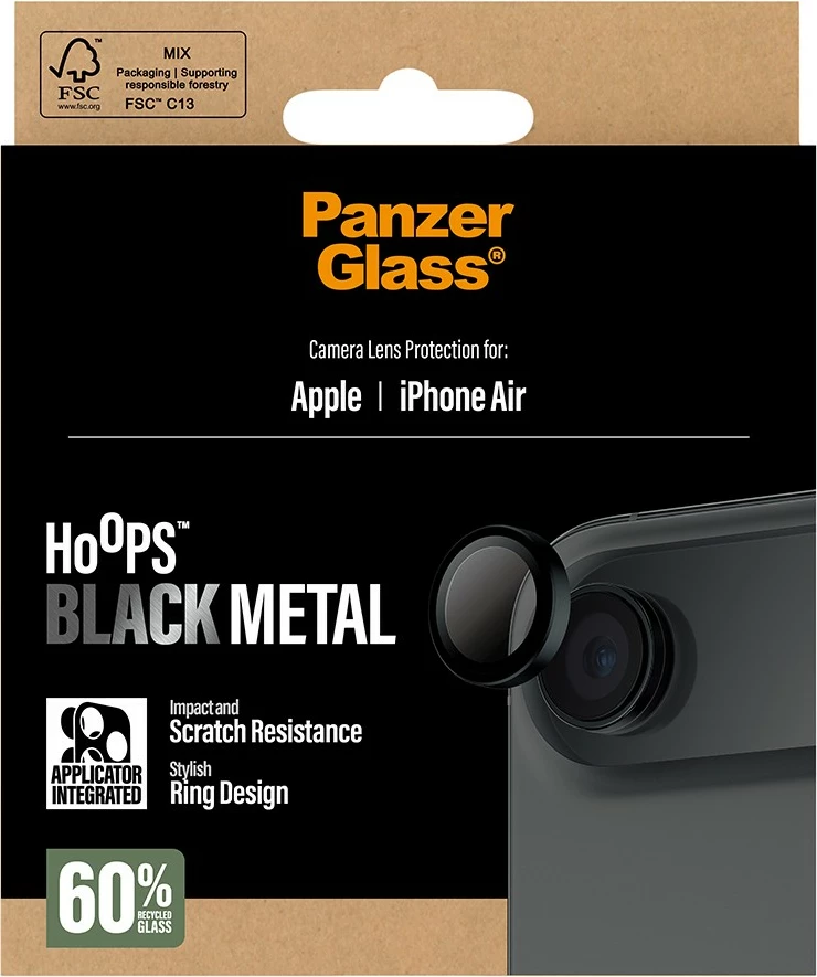 Mbrojtës kamerë PanzerGlass Hoops për iPhone Air, e zezë