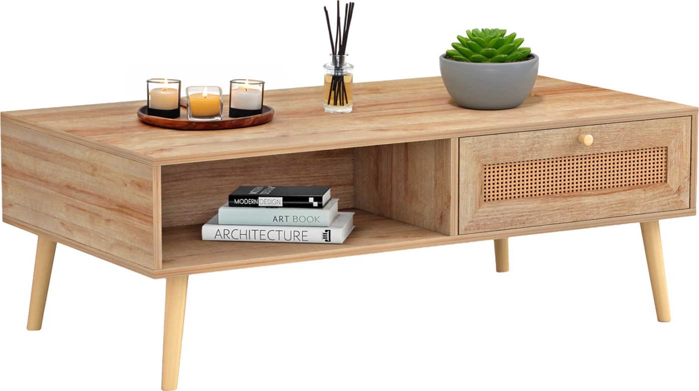 Tavolinë kafeje COLM melaminë rattan FH9224.11 ngjyrë natyrale 110x59x39,5Hcm