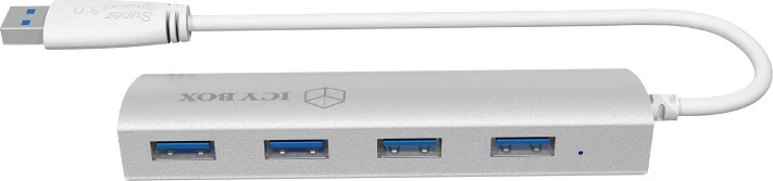 Hub USB ICY BOX IB-AC6401, USB 3.2 Gen 1, 4 porte, Argjendtë