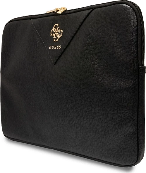 Mbështjellës për laptop Guess ZIP Leather Triangle, 16 inç, lëkurë ekologjike, e zezë